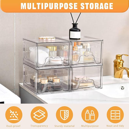 8 Pack Stackable Makeup Organizer, 4.4'' Tall Acrylic Bathroom Makeup Organizer - Image 4
