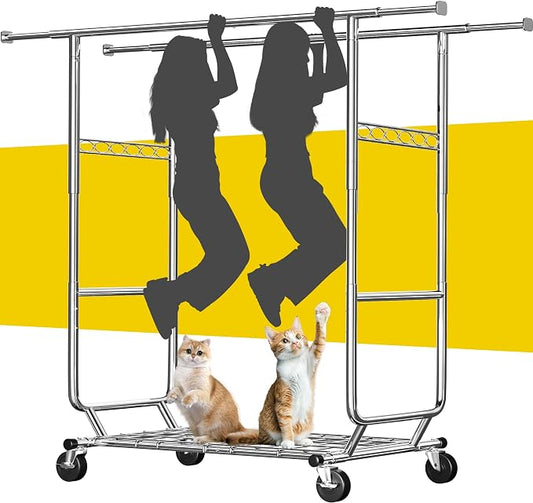 Raybee Clothes Rack Load 630LBS, Heavy Duty Clothes Rack, Rolling Clothing Racks by Raybee