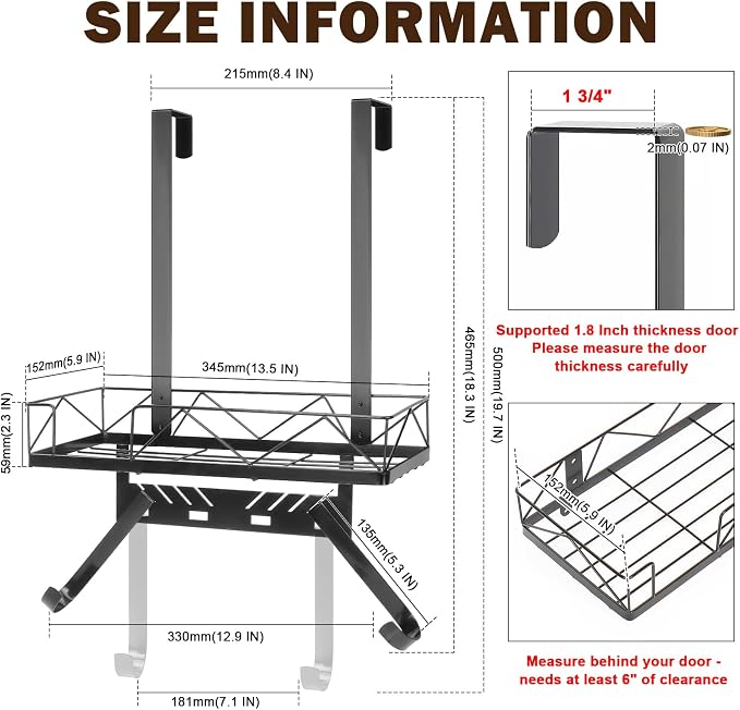 Ironing Board Hanger, Metal Over The Door or Wall Mounted Ironing Board Caddy - Image 5