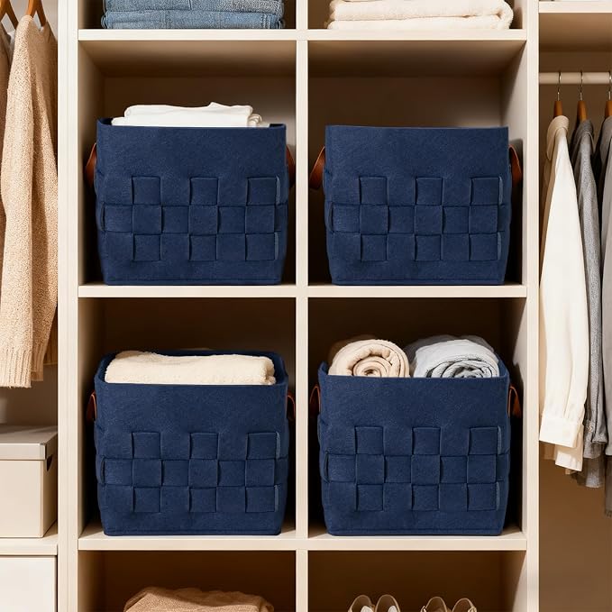 boldmonkey Storage Basket 3 Pack, Cube Felt Fabric Storage Box - Image 8