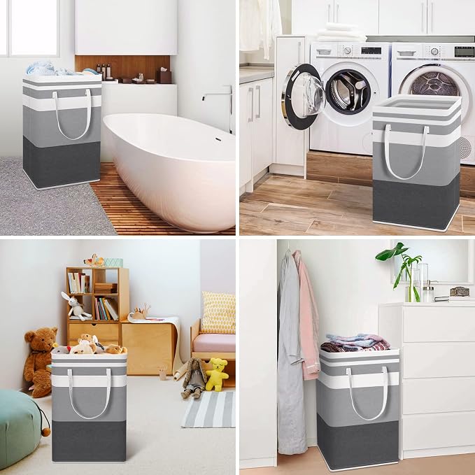 HomeHacks 2 Pack Large Laundry Baskets, Waterproof, Freestanding Laundry Hampers - Image 6