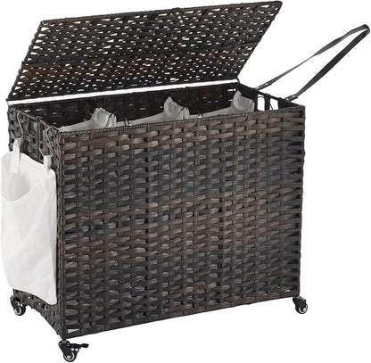 Laundry Hamper with Wheels, 52.8 Gallon Rolling Laundry Basket with Lid by Hiagnete