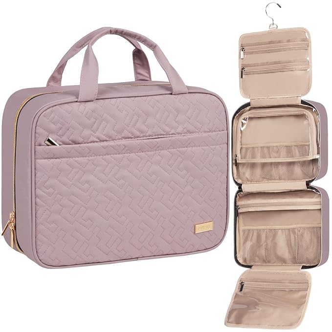 NISHEL Travel Toiletry Bag for women, Portable Hanging Organizer for Full-Sized by NISHEL