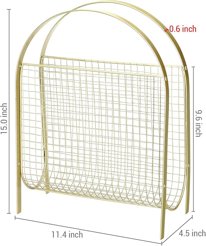 MyGift Mid-Century Design Magazine Rack, Matte Black Tone Metal Mesh - Image 2
