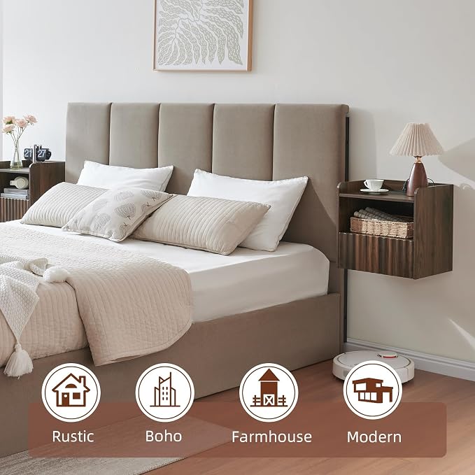 Modern Fluted Floating Nightstand Wall Mounted - Image 3