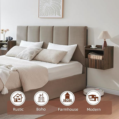 Modern Fluted Floating Nightstand Wall Mounted - Image 3