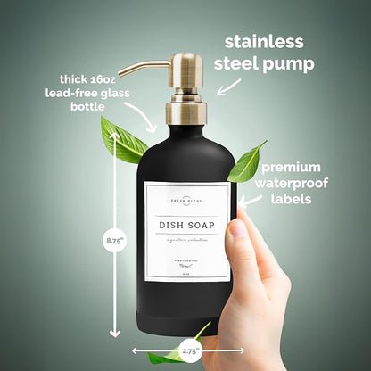 Vine Creations Black Glass Soap Dispenser, 2 Pack Kitchen Soap Dispenser Set - Image 5