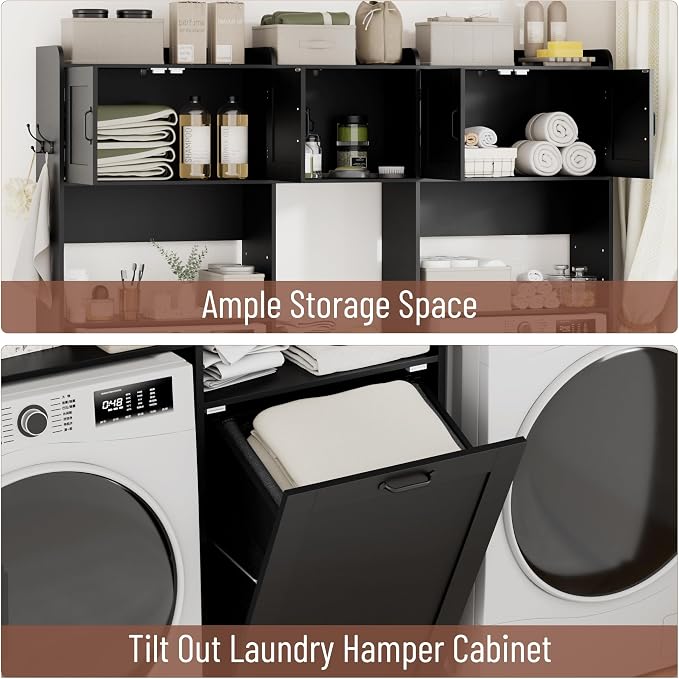 Over The Washer and Dryer Storage Cabinet, Laundry Room Organizer Standing Shelf - Image 5