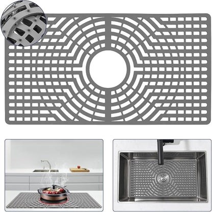 Silicone Sink Protector 28"x15" Center Drain Hole, Heat Resistant Non-slip by snuggery