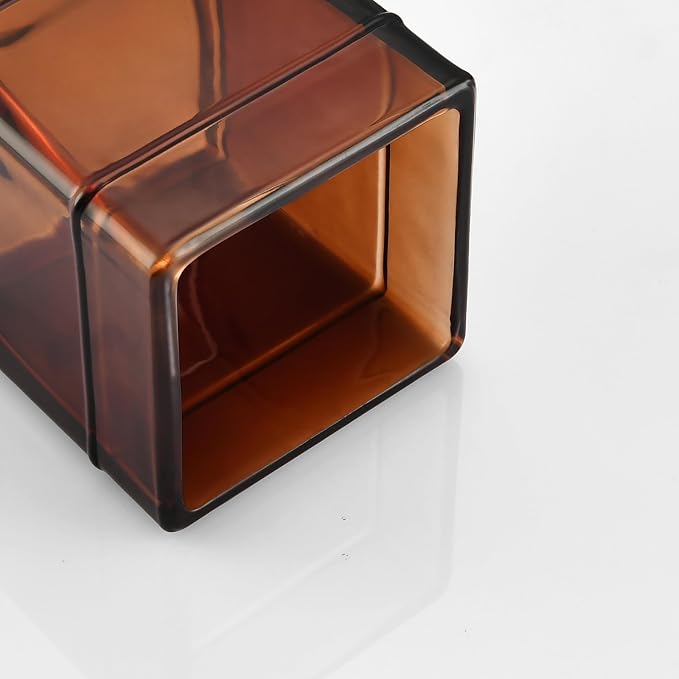Amber Glass Cotton Jar Holder – Black Lid Elegant Bathroom Storage Canister - Image 8