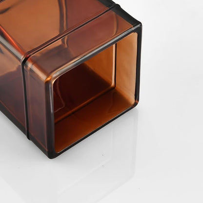 Amber Glass Cotton Jar Holder – Black Lid Elegant Bathroom Storage Canister - Image 8