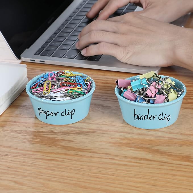 ONTUBE Ceramic Paper Clip Holder and Binder Clip Holder Set - Image 5