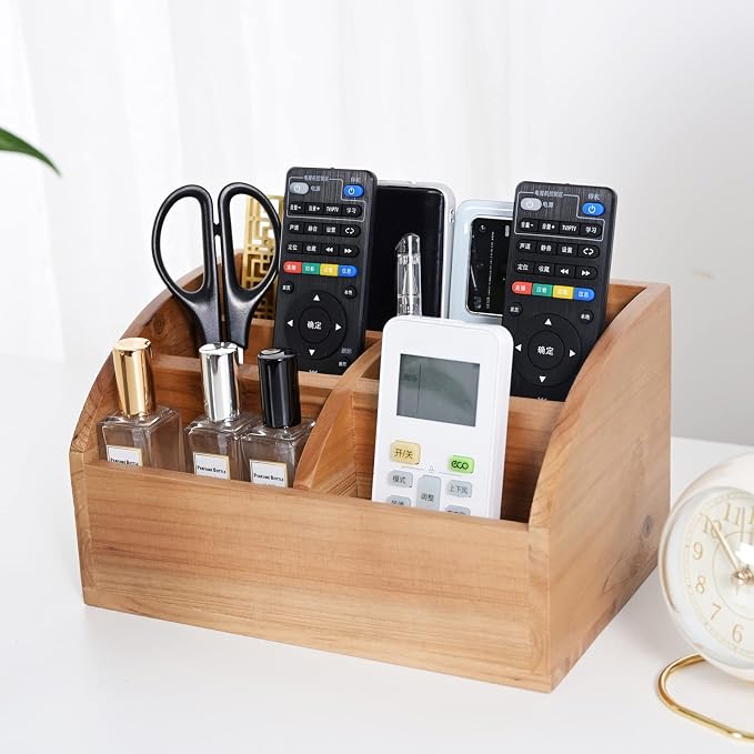 Farmhouse Solid Wooden Mail Sorter Wood Desk Organizer TV Remote Holder Rustic - Image 6