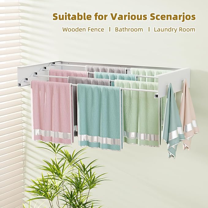 Wall Mounted Drying Rack for Laundry 23.6'', Foldable Laundry Drying Rack - Image 5