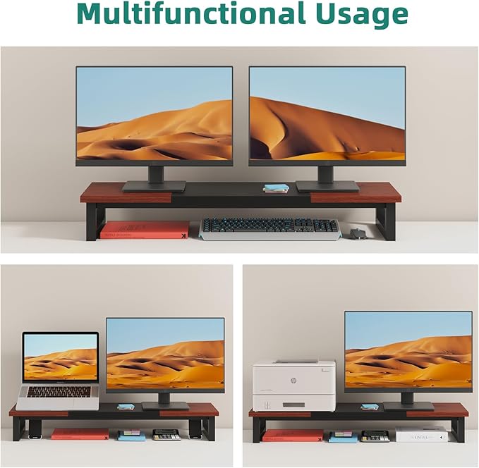 YAOHUOO Dual Monitor Stand Riser, 39Inch Large Monitor Stands - Image 6