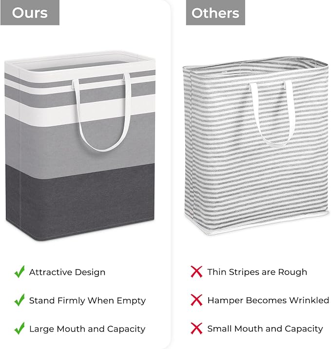 HomeHacks 2 Pack Large Laundry Baskets, Waterproof, Freestanding Laundry Hampers - Image 3