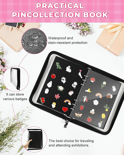 UCEC Enamel Pin Display Book & 50 PCS Rubber Pin Backs, A5 Album Pin Collection - Image 5