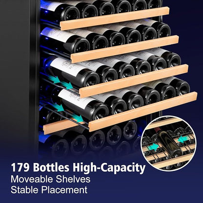 24 Inch Wine Cooler Refrigerator, 179 Bottles Professional Wine Cellars - Image 3