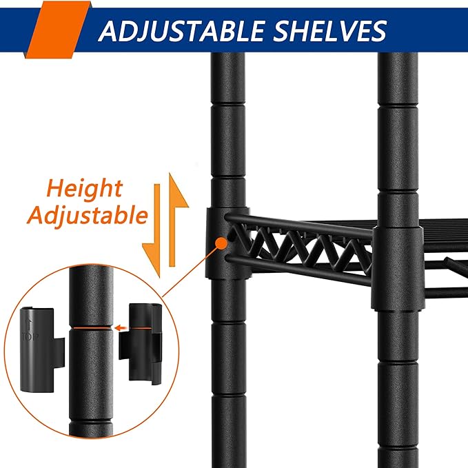 5-Shelf Adjustable Heavy Duty Storage Shelving Unit, Metal Organizer Wire Rack - Image 5