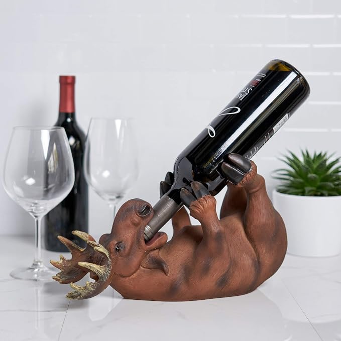 True Mischievous Moose Polyresin Wine Bottle Holder - Image 5