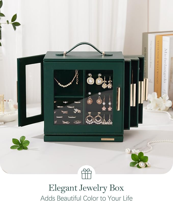 Homde Christmas Gifts Jewelry Box 360° Rotating, Necklace Earring Organizer - Image 8