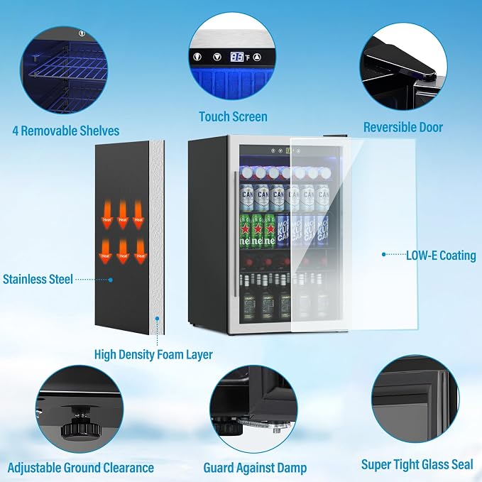 4.5 Cubic Feet Mini Fridge, 145 Can Freestanding Beverage Refrigerator - Image 2