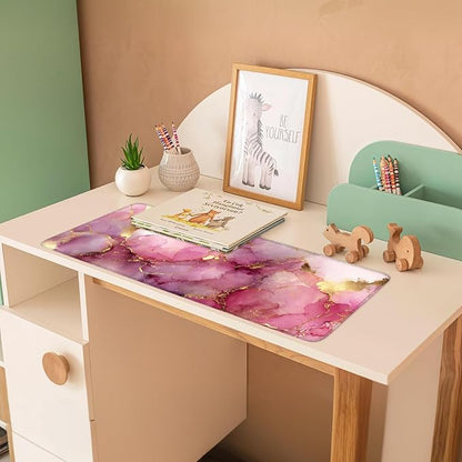 Pink Marble Ink Mouse Pad – Large Extended Desk Mat 31.5 x 11.8 in– Elegant - Image 3