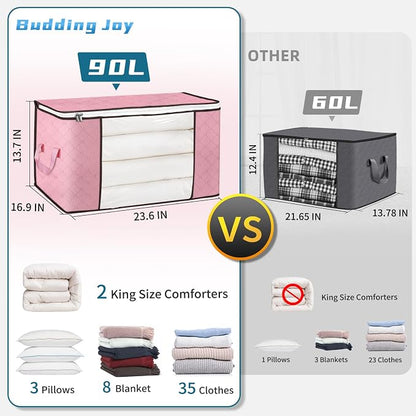 Budding Joy 90 L Large Storage Bags, 6 Pack Clothes Bins Foldable Closet - Image 8