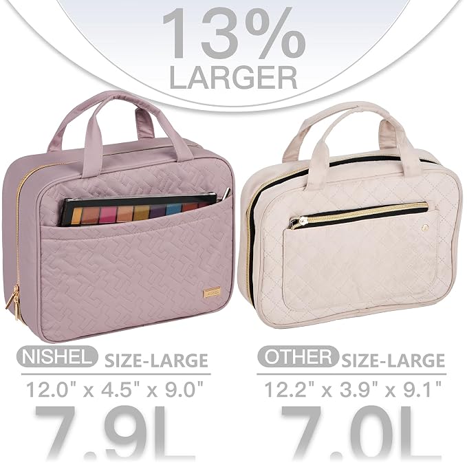 NISHEL Travel Toiletry Bag for women, Portable Hanging Organizer for Full-Sized - Image 3