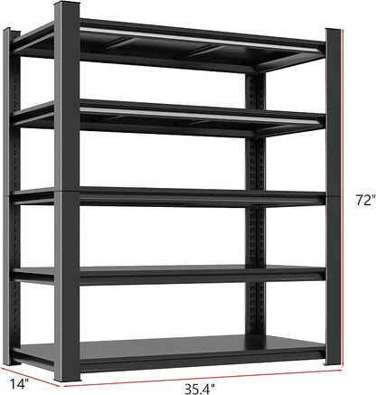Metal Garage Shelving Unit, Heavy Duty 5-Tier Adjustable Storage Rack, Steel - Image 3