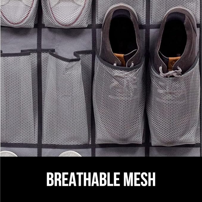GORILLA GRIP Over the Door Shoe Organizer, 12 Large Breathable Mesh Pockets - Image 5