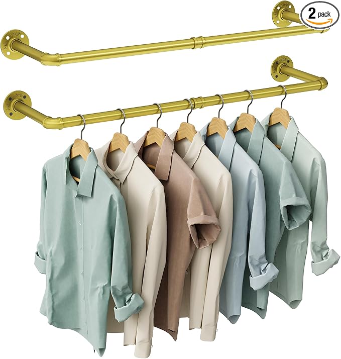 OROPY Industrial Pipe Clothes Rack Wall Mounted Set of 2, 38.4 inches Heavy by OROPY