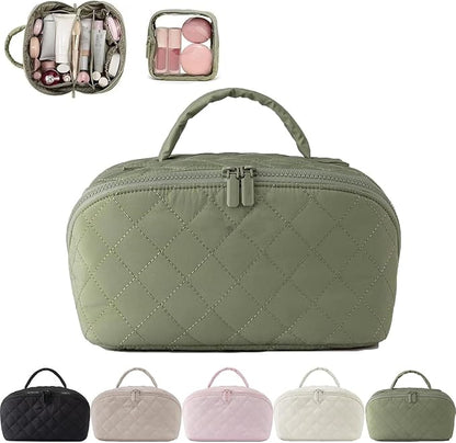 2026 New Travel Makeup Bag, Festivalment Wide Open Lay-Flat Water-Resistant by Unknown