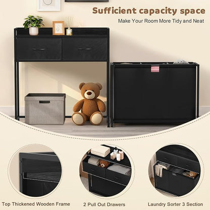 Laundry Hamper with 3 Section Rolling Bags, Laundry Sorter with Wheels - Image 5