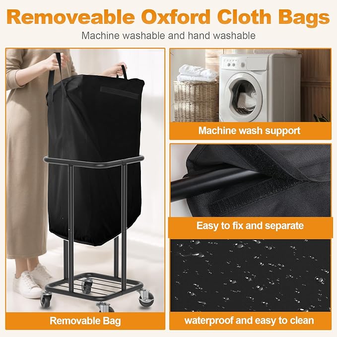Laundry Basket with Wheels, Rolling Laundry Hamper, 30 Gal., Removable and - Image 4