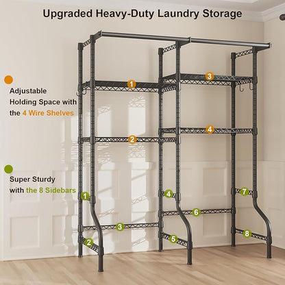 U14 Medium Over the Washer and Dryer Shelves, 4 Tiers Laundry Room Storage and - Image 7