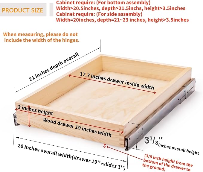 20”W x 21”D x 3”H Soft Close Slide Out Wood Drawer Organizer - Image 3