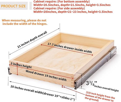 20”W x 21”D x 3”H Soft Close Slide Out Wood Drawer Organizer - Image 3