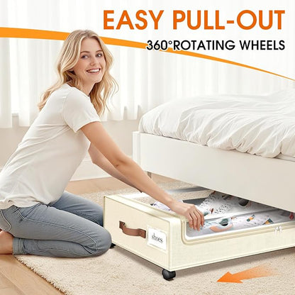 Under Bed Storage with Wheels 3Pack Underbed Storage with Clear Window&Label - Image 4