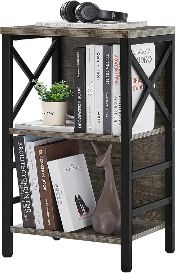 Small Bookcase, 3 Tier Industrial Bookshelf by MNEETRUNG
