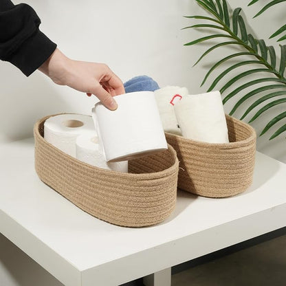 Temary Toilet Paper Basket, Narrow Cotton Rope Storage Bins - Image 5
