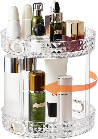 360° Rotating Makeup Organizer, 2 Tier Large Perfume Organizers by Unknown