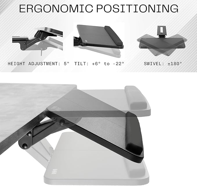 VIVO Adjustable Computer Keyboard & Mouse Platform Tray Ergonomic Under Table - Image 3