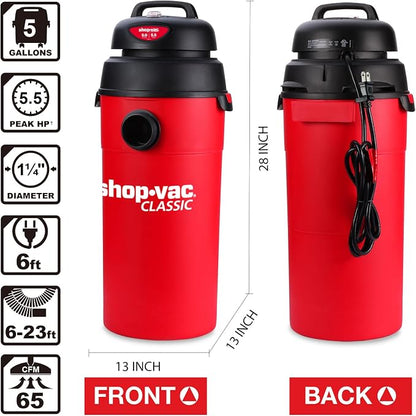 Shop-Vac 5 Gallon 5.5 Peak HP Wet/Dry Vacuum, Wall Mountable Compact Shop Vacuum - Image 5