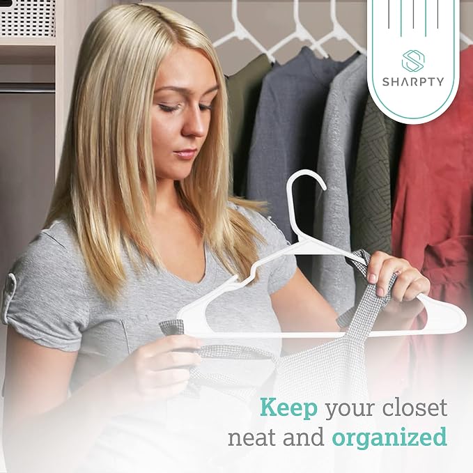 Sharpty Plastic Hangers, 35 Pack, Space Saving, Heavy Duty - Image 3