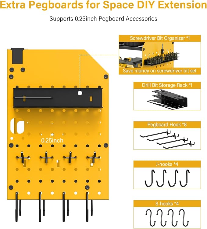 JUNNUJ Large Pegboard Power Tool Organizer - Image 3