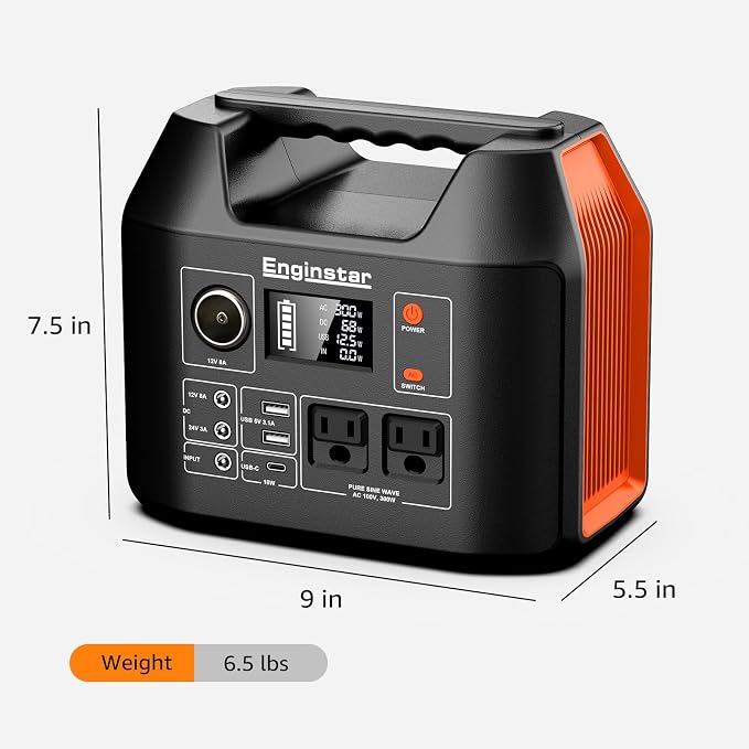 EnginStar Portable Power Station 300W 296Wh Battery Bank - Image 2