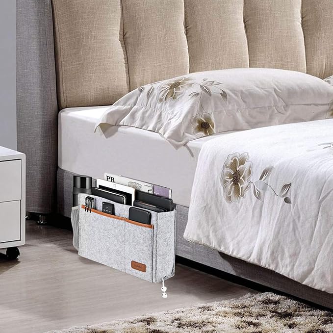 Bedside Caddy, Felt Bed Storage Organizer Hanging Bag Holder - Image 3