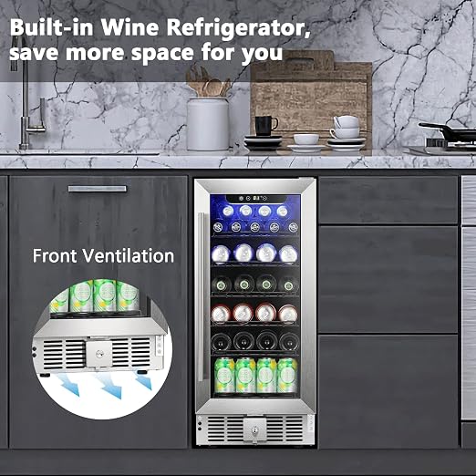 COWSAR Wine Fridge 15inch Beverage Refrigerator 2.9 Cu.Ft. Freestanding or - Image 3