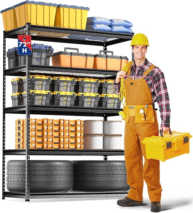 WORKPRO 5-Layer Heavy Duty Metal Storage Rack, 48”W x 24”D x 72”H, Adjustable by WORKPRO